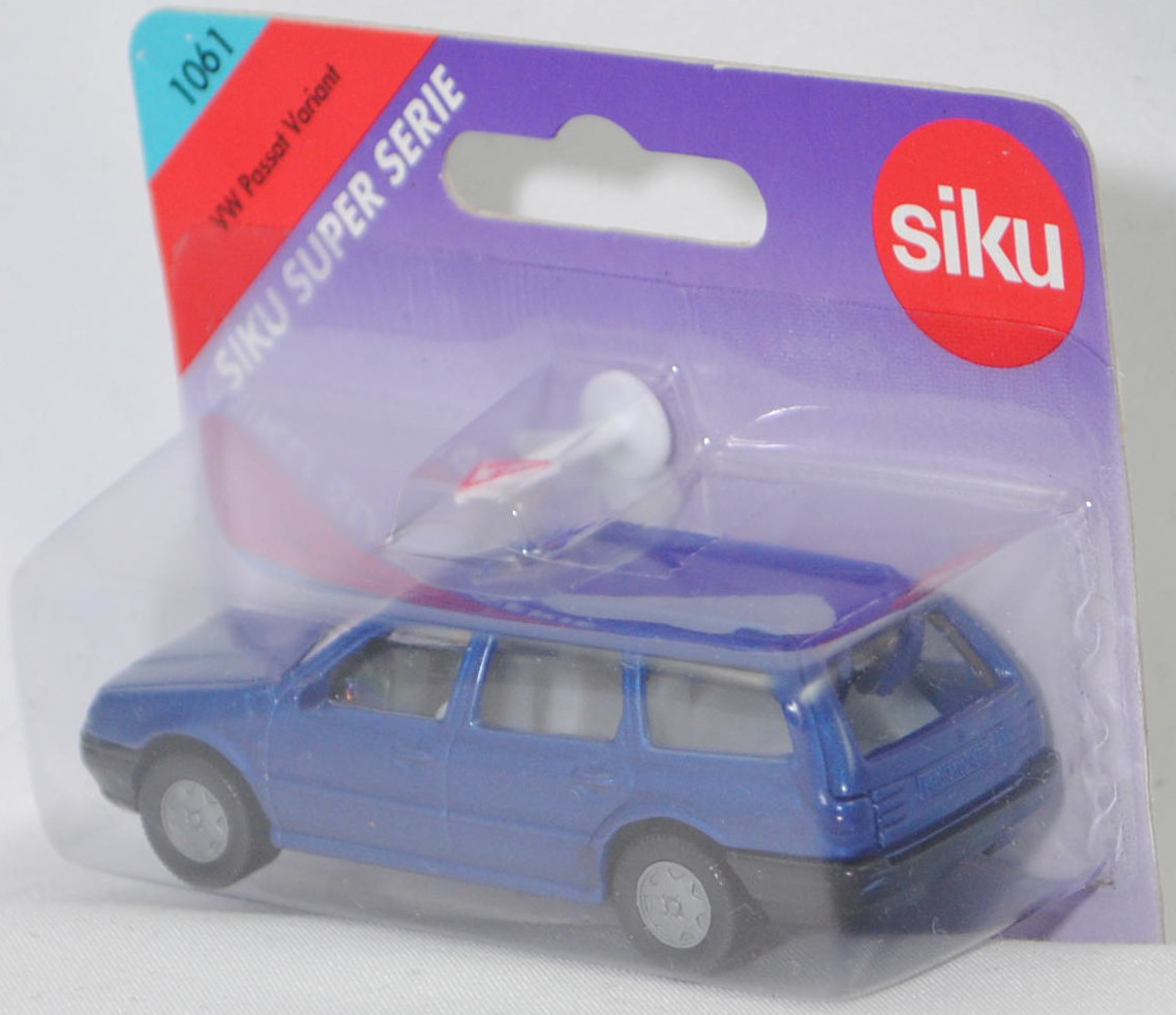 00001 VW Passat Variant VR6 Exclusiv (4. Generation, B4, Werkscode 35i / Typ 3A5, Modell 1993-1997), dunkel-violettblaumetallic (windsorblau metallic), SIKU SUPER, 1:55, P27