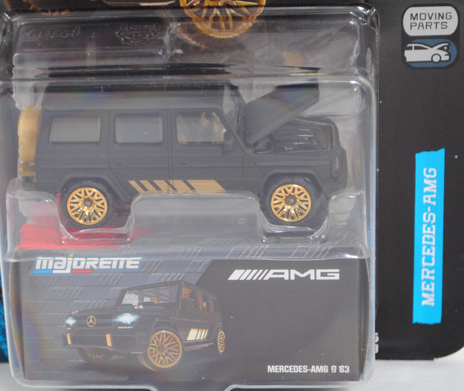 Mercedes-AMG G 63 (W 463, 5. MoPf (Modellpflege, Facelift) von 2015, Modell 2015-2017) (Nr. 250B), mattschwarz, majorette, 1:61, Blister (MERCEDES-AMG DELUXE CARS)