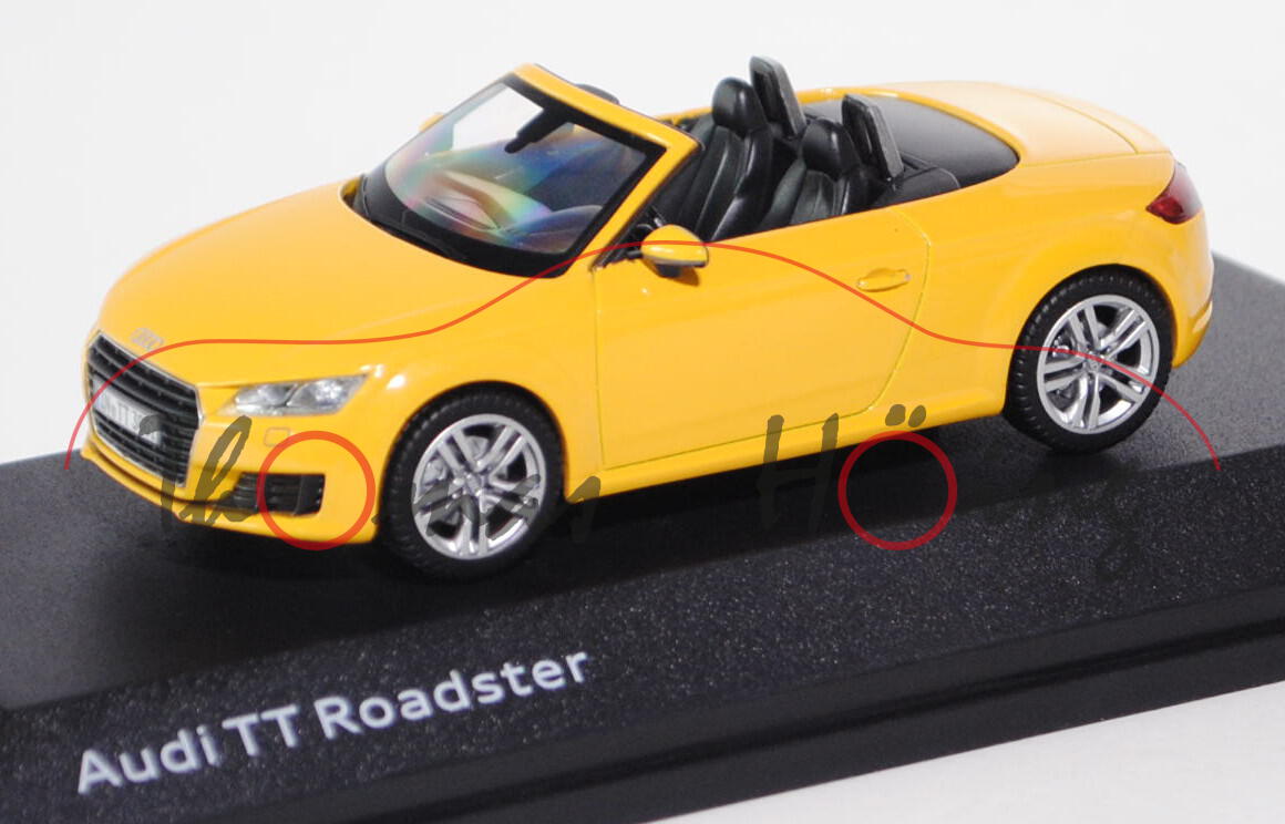 Audi TT Roadster (Typ 8S), Modell 2014-, vegasgelb, Kyosho, 1:43, Werbeschachtel