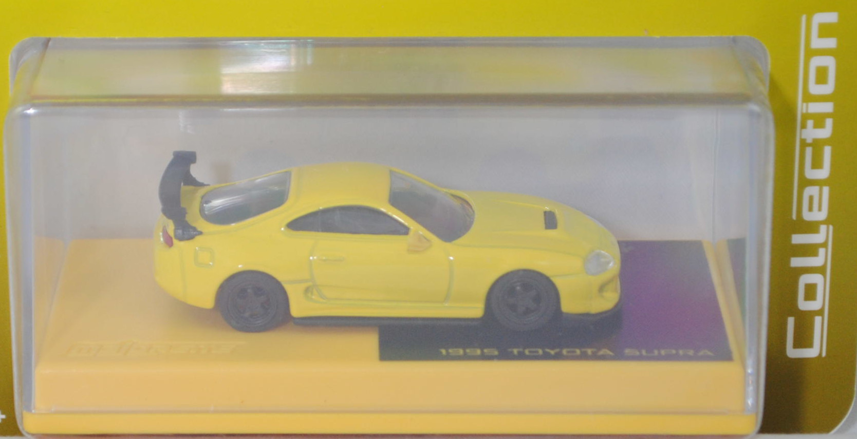 Toyota Supra RZ (4. Generation, JZA80 (in den USA Supra MKIV genannt), Vorfacelift, Modell 1993-1996), zinkgelb, majorette, 1:64, PC-Box im Blister (Collection)