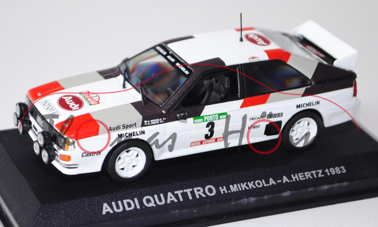 Audi Quattro (B2, Typ 85Q), Modell 1980-1991, weiß, Rallye Portugal 1983, Fahrer: Hannu Mikkola / Ar