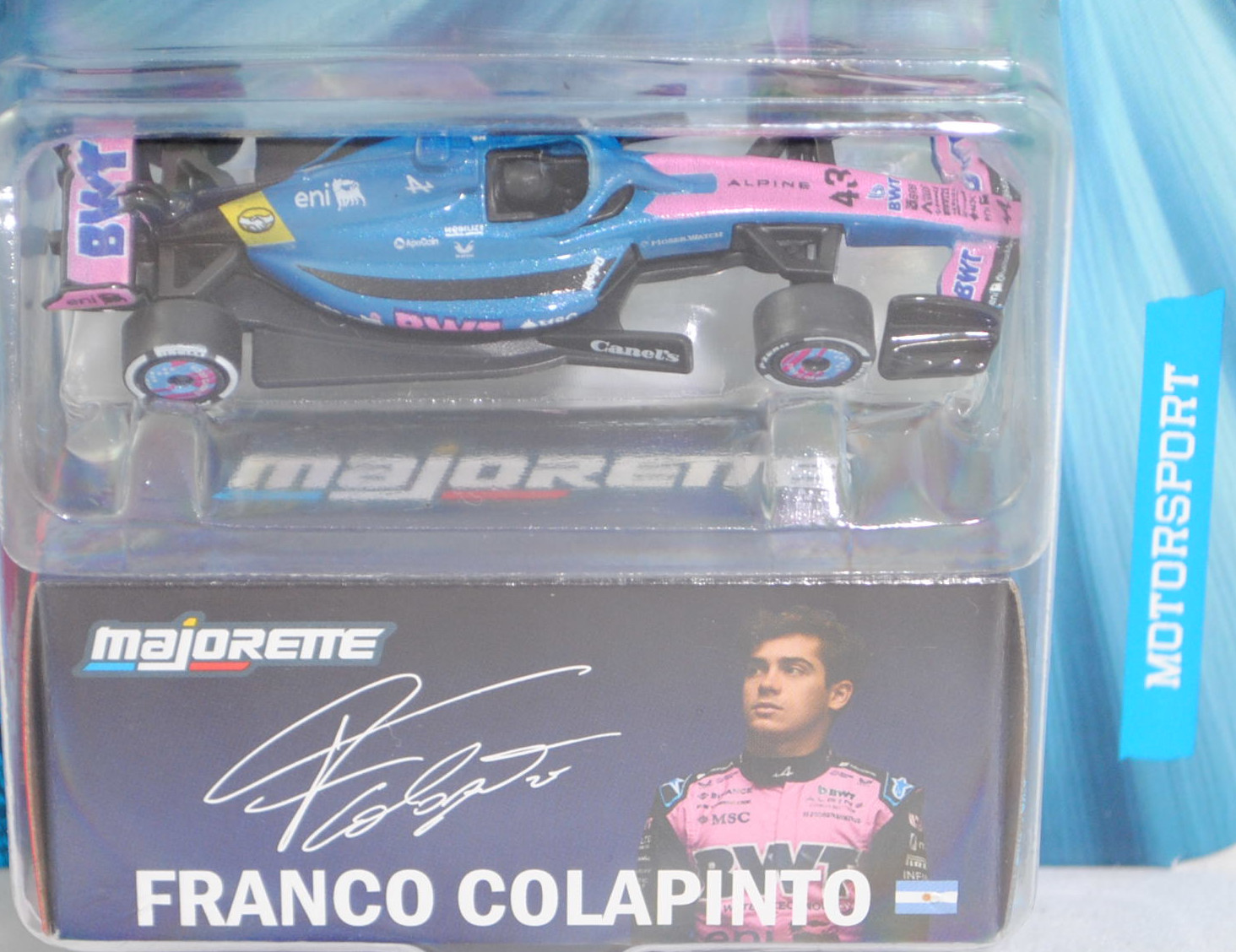 Alpine A525 R19 (5. Generation, Modell 2025) (Nr. 282E), Fahrer: Franco Colapinto (19. Saisonrennen als GP der USA 2025), Startnummer 43, BWT Alpine F1 Team, majorette, 1:69, Blister