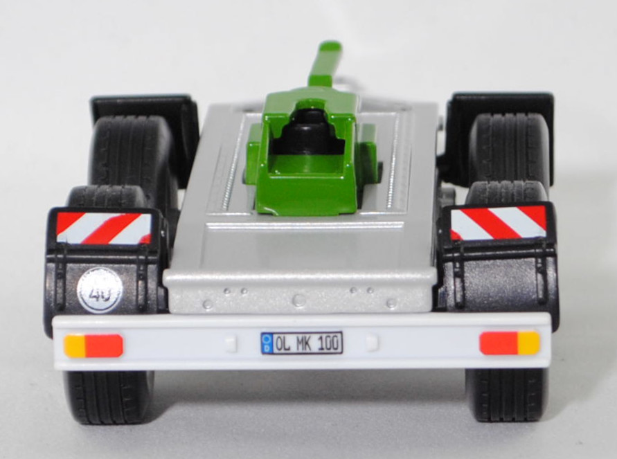 00401 Dolly SIGA Nova Duo (Typ Fahrgetsell mit 2 Achsen, Modell 2006-), Fahrgestell silber, D-Nummernschild OL MK 100, Kupplung grün, SIKU FARMER, 1:32, L17mpK (Limited)