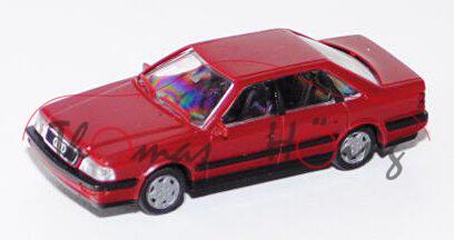 Audi V8 (D11, Typ 4C), Modell 1988-1994, purpurrot, Aero-Felgen, Rietze, 1:87, Werbeschachtel