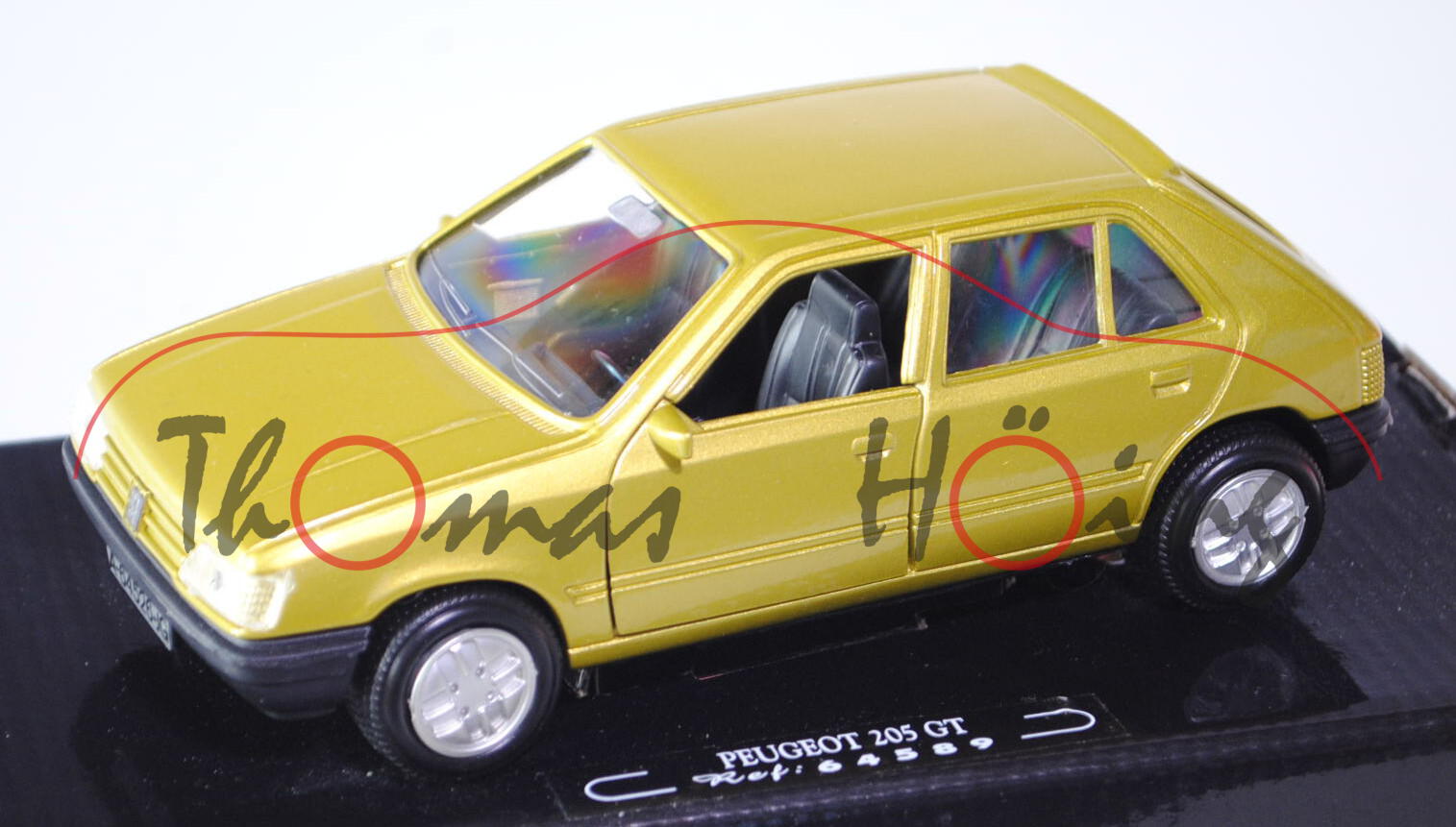 Peugeot 205 GT, Modell 1983-1990, currygelbmetallic, Vortertüren zu öffnen, Guiloy ORIGINALS MINIATU