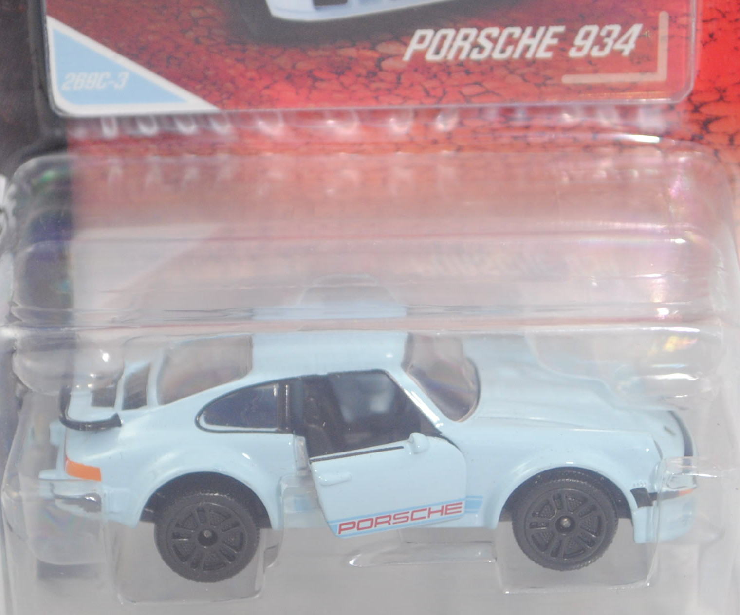 Porsche 934 oder Porsche Turbo RSR (Modell 1976-1977) (Nr. 269C-3), blau, majorette, 1:57, Blister