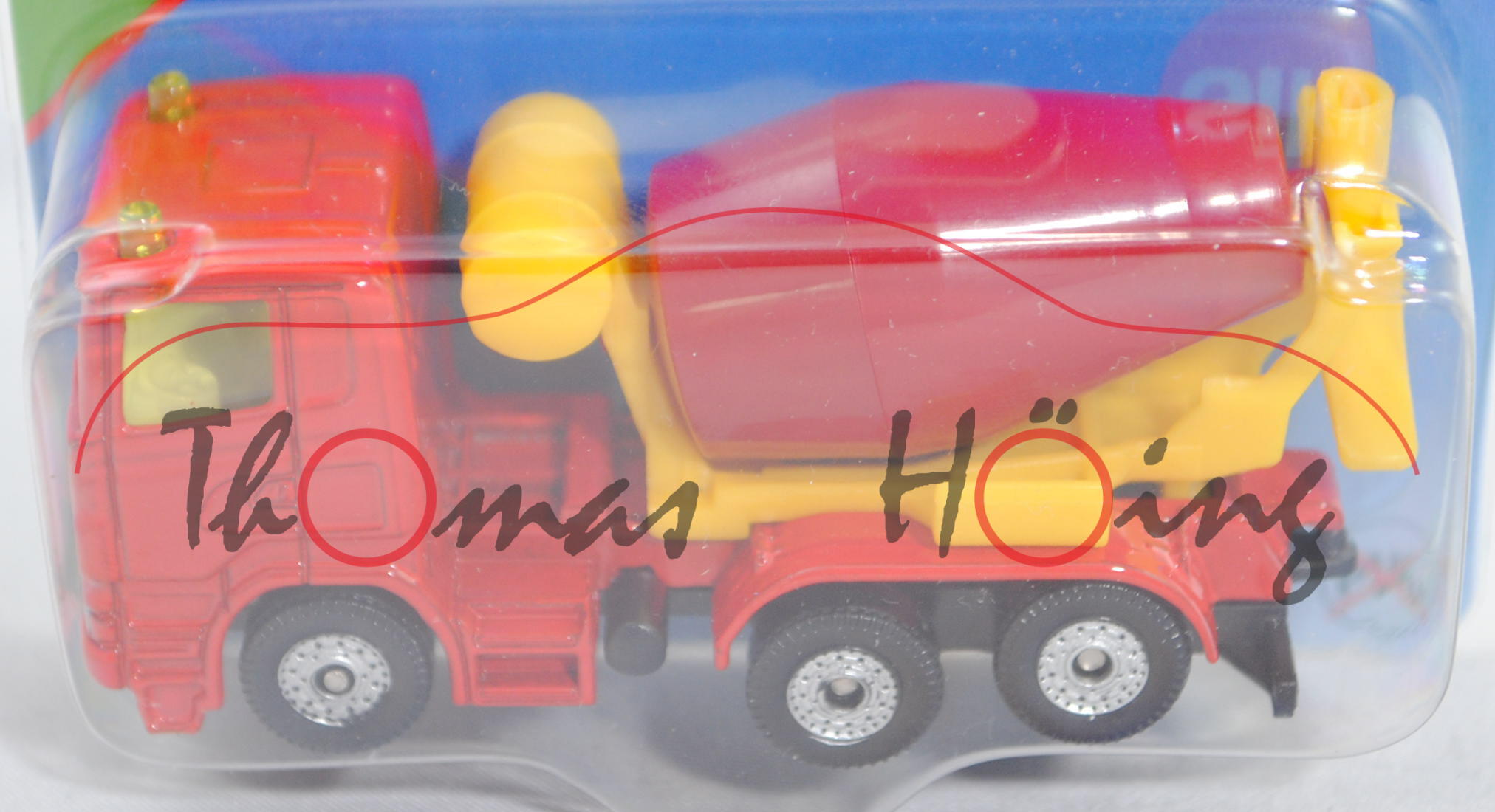 00004 Scania R380 (CR16, Day cab, Modell 04-09) Betonmischer, rot/gelb, mit Gelblichter, P29e