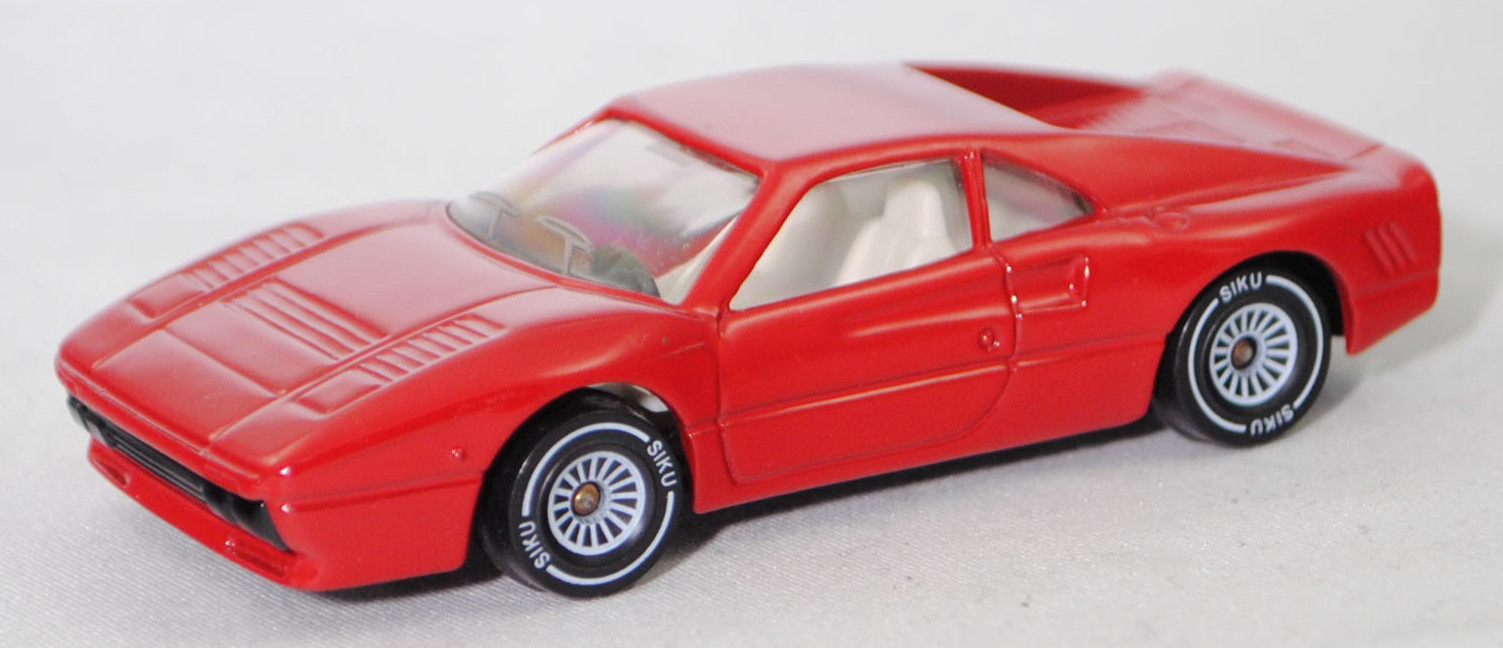 00007 Ferrari GTO (1. Generation, auch Ferrari 288 GTO genannt, F114, Modell 1984-1986), rubinrot, innen reinweiß, Chassis schwarz, Hong, B4, SIKU SUPER, 1:55, m