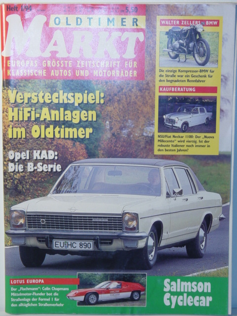 MARKT EUROPAS GRÖSSTE OLDTIMER-ZEITSCHRIFT, Heft 1, Januar 1994