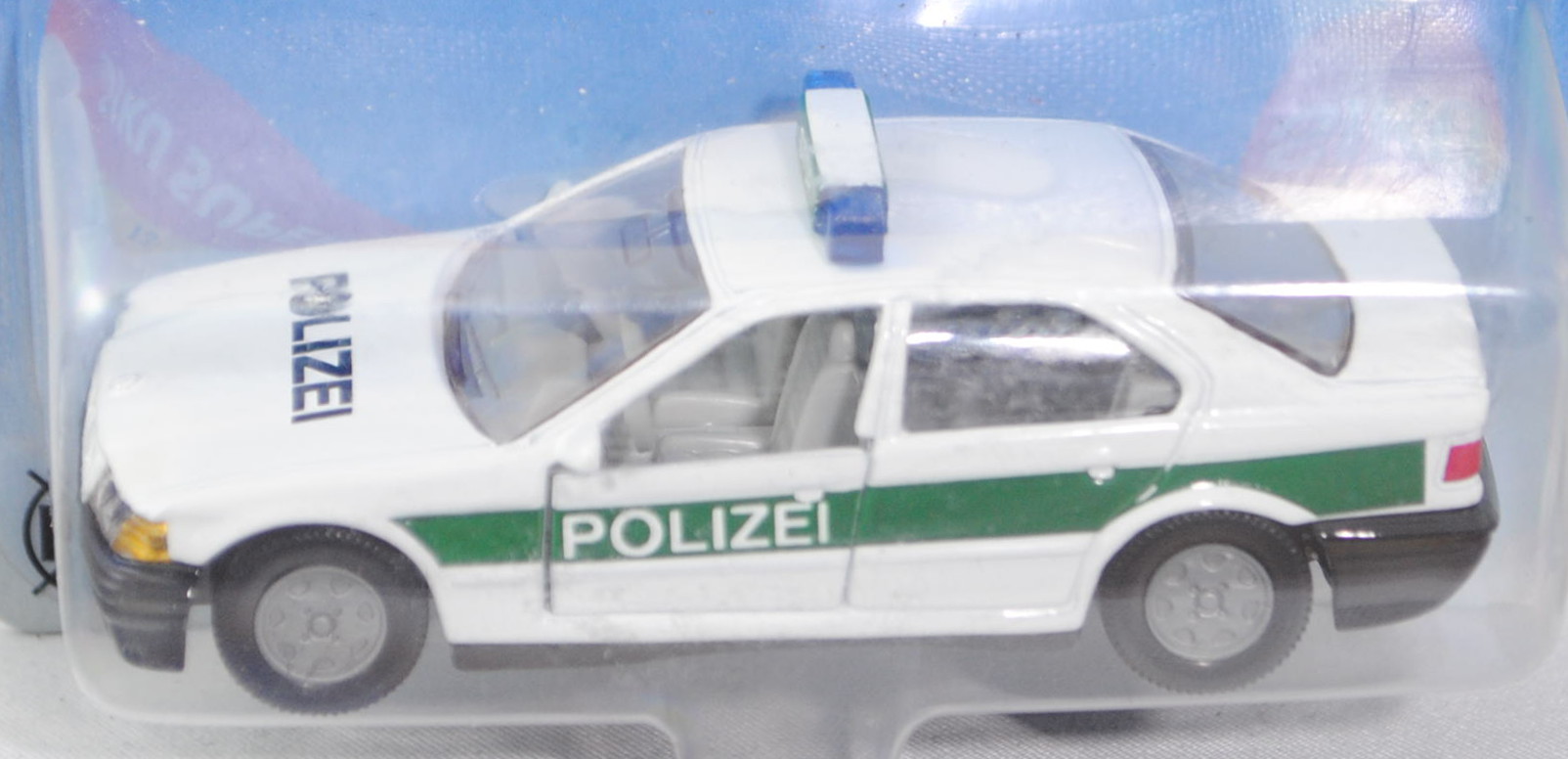 00003 BMW 320i (Baureihe E36, Modell 1992-1996) Polizei-Streifenwagen, reinweiß/hell-moosgrün, innen