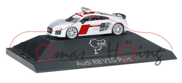 Audi R8 V10 plus (Typ 4S, 2. Generation, Modell 2015-) Safety Car, ibisweiß, 24h Nürburgring, Herpa,