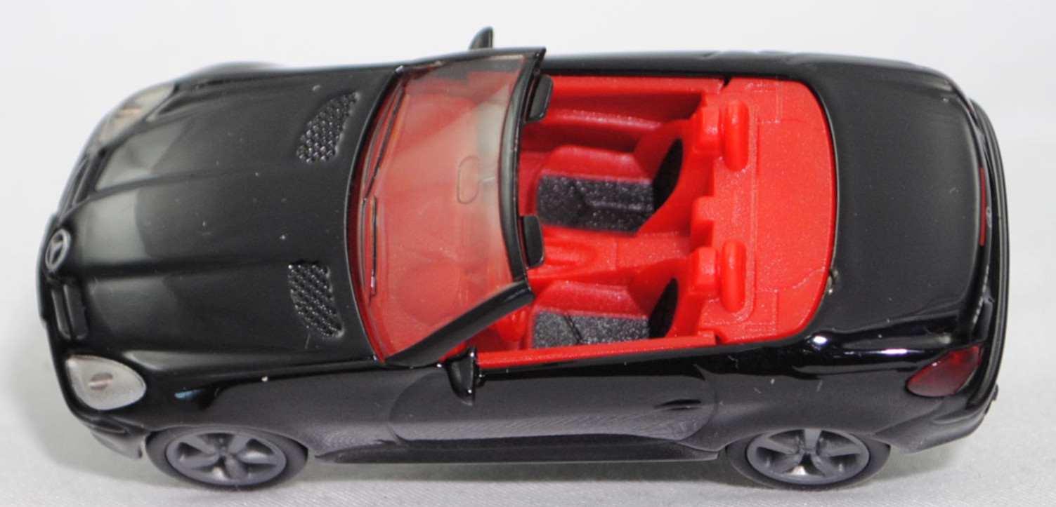 00004 Mercedes-Benz SLK 350 (interne Baureihenbezeichnung R 171, Vor-MoPf, Modell 2004-2008), schwarz, innen rot/schwarz, Bpr. 1002, SIKU SUPER, 1:55, m