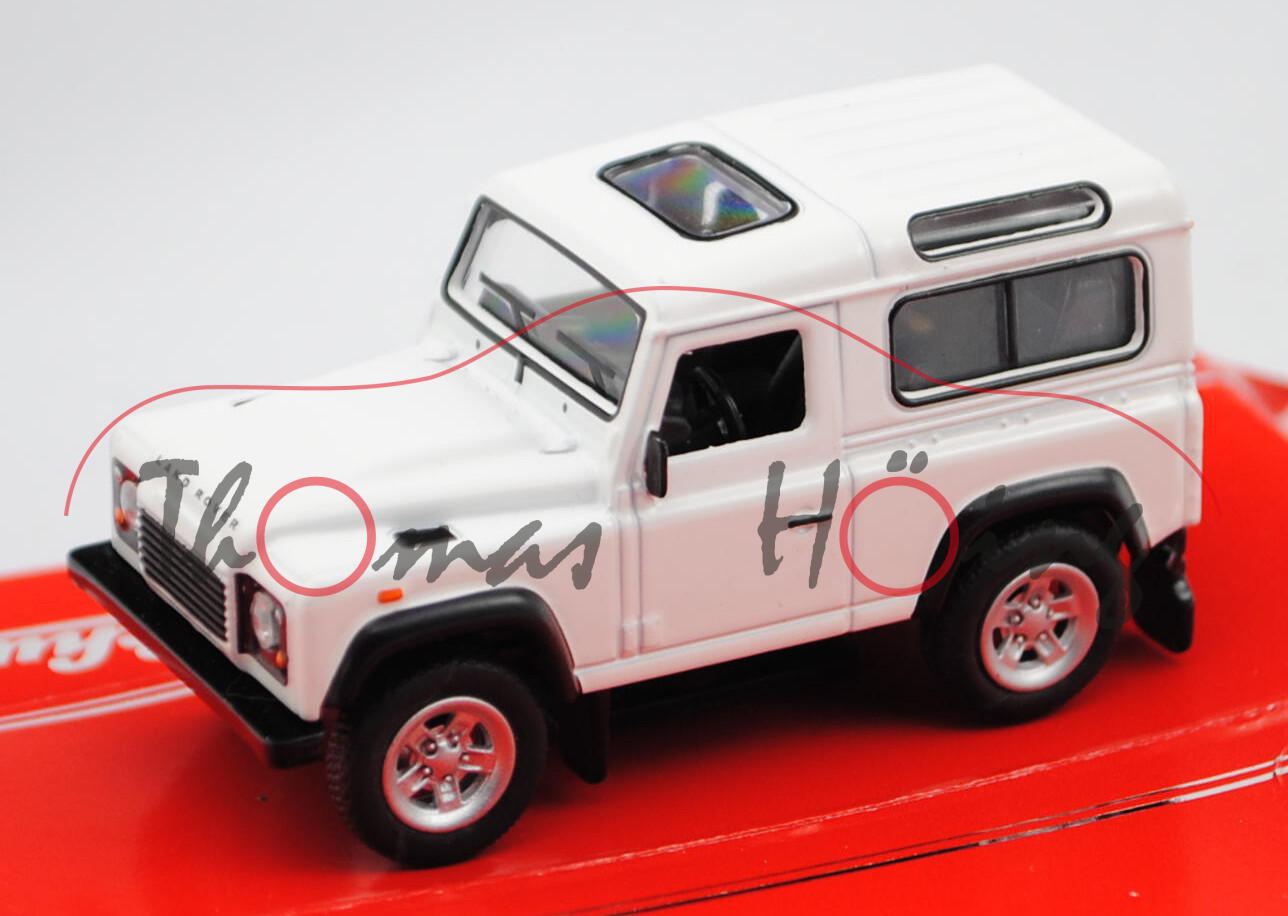 Land Rover Defender 90 County Station-Wagon (CSW, Modell 1990-2015), reinweiß/schwarz, Schuco, 1:64,