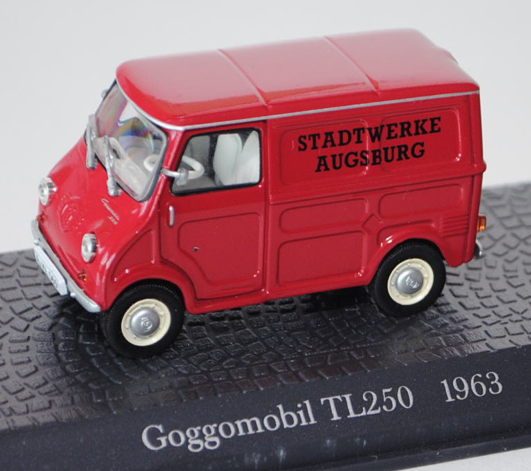 GOGGOMOBIL Kleintransporter TL 250, Modell 1963, rubinrot, STADTWERKE / AUGSBURG, Legendäre Nutzfahr