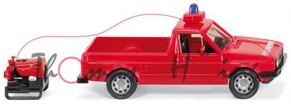 Feuerwehr - VW Caddy I (Typ 14D) mit Rosenbauer Tragkraftspritze, Modell 1983-1992, rot, FEUERWEHR,