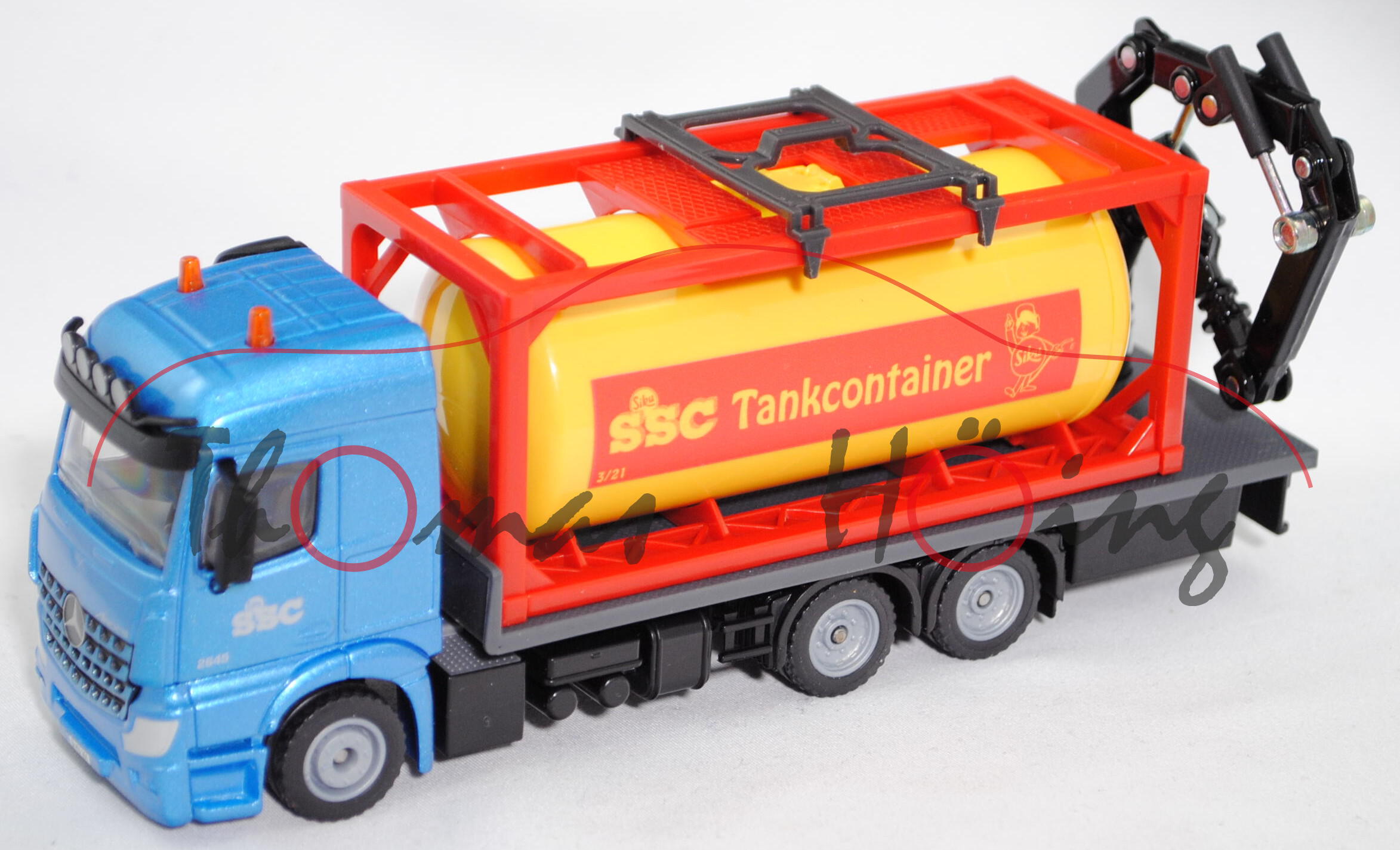 00000 SSC 03 2021 MB Arocs (Modell 2013-) mit Tankcontainer, blau, SSC Tankcontainer, SIKU, L17mpK