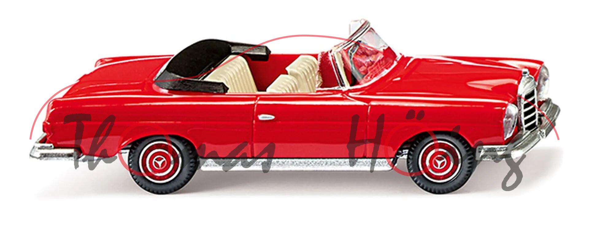 Mercedes-Benz 280 SE Cabriolet (Baureihe W 111, Modell 1967-1971), verkehrsrot, Wiking, 1:87, mb