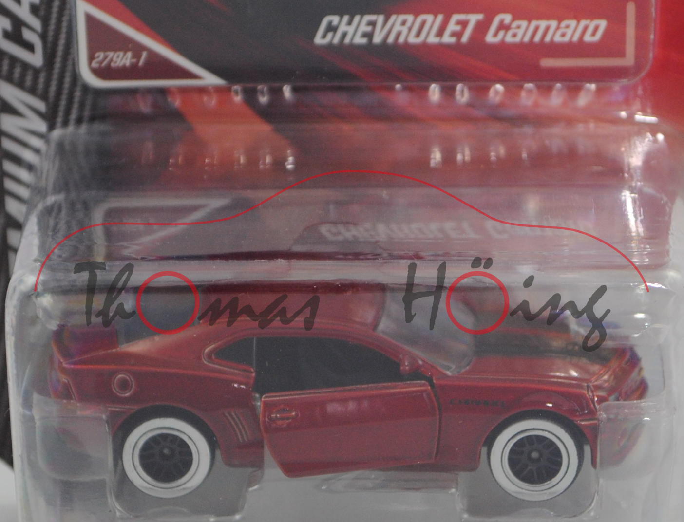 Chevrolet Camaro Coupé (Modell 2009-2013), purpurrotmetallic, Nr. 279A-1, majorette, 1:62, Blister