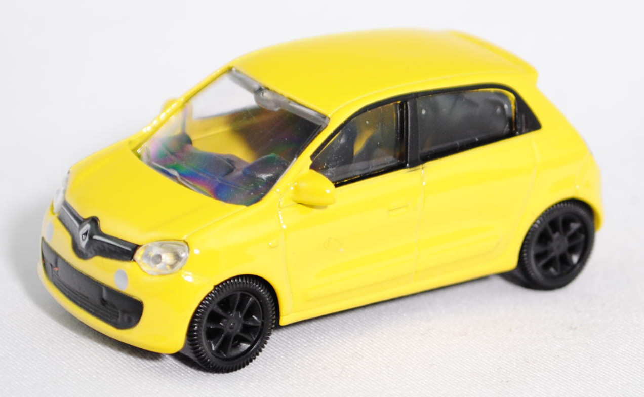 Renault Twingo (Typ Twingo III, Modell 2014-), zinkgelb, Felgen schwarz, ca. 1:61, Norev SHOWROOM, m