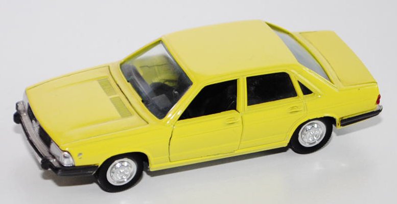 Audi 100 GLS (C2, Typ 43), Modell 1976-1982, schwefelgelb, innen schwarz, Schuco, 1:43, kleiner Lack