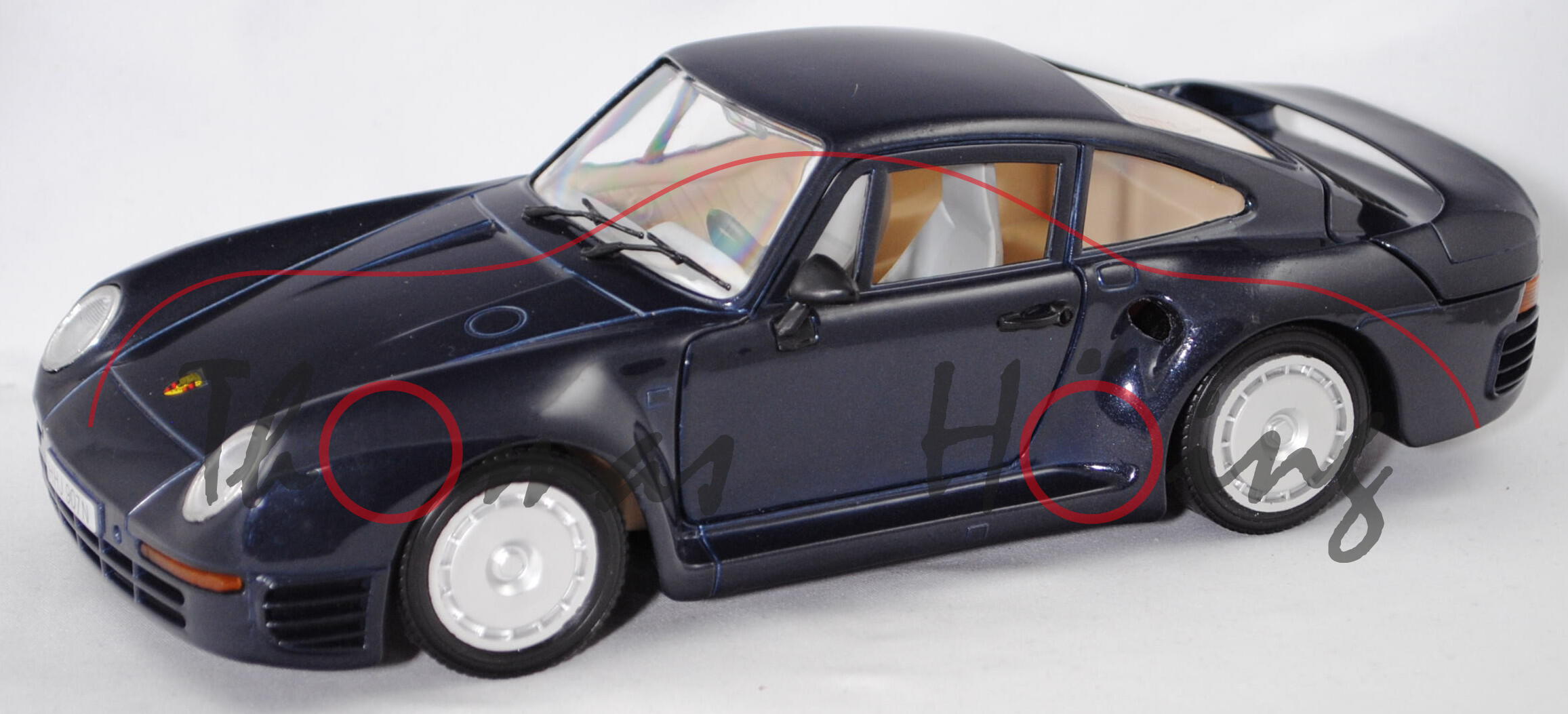 Porsche 959 (Modell 1986-1988), schwarzblaumetallic, mit Schlüssel, POLISTIL / Tonka, 1:18, mb (m-)