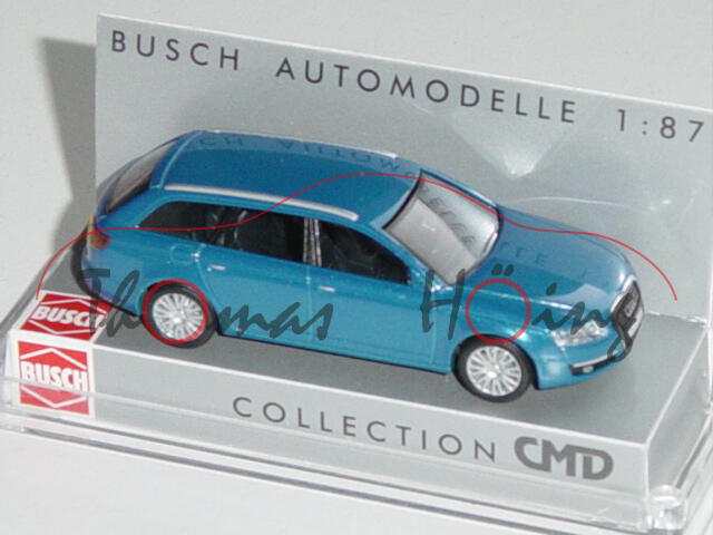 Audi A6 Avant, Mj. 2004, verkehrsblaumetallic, CMD Collection, Busch, 1:87, PC-Box