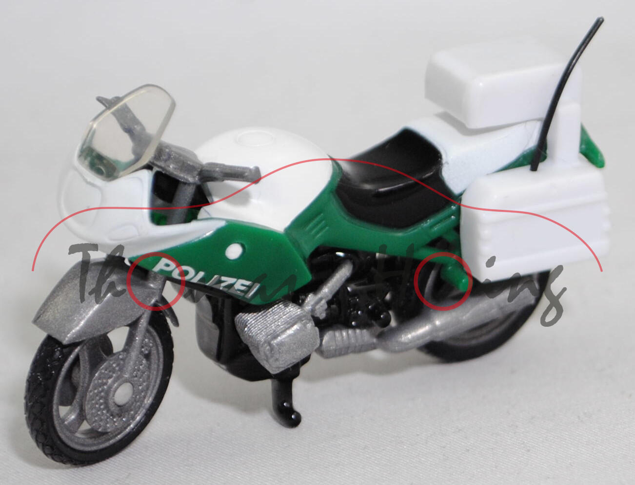 00000 BMW R 1100 RS 93 (1. Generation, Modell 1993-2001) Polizei-Motorrad, reinweiß/dunkel-minzgrün, POLIZEI, SIKU, 1:31