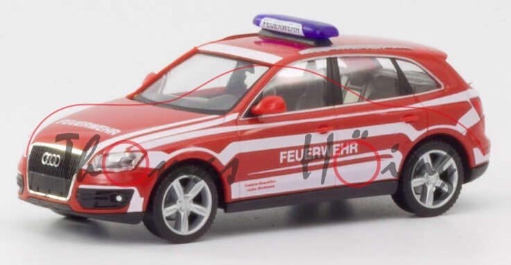 Audi Q5 (1. Gen., Typ 8R, Modell 2008-2012) ELW Feuerwehr Lindau, rot/weiß, Herpa, 1:87, mb