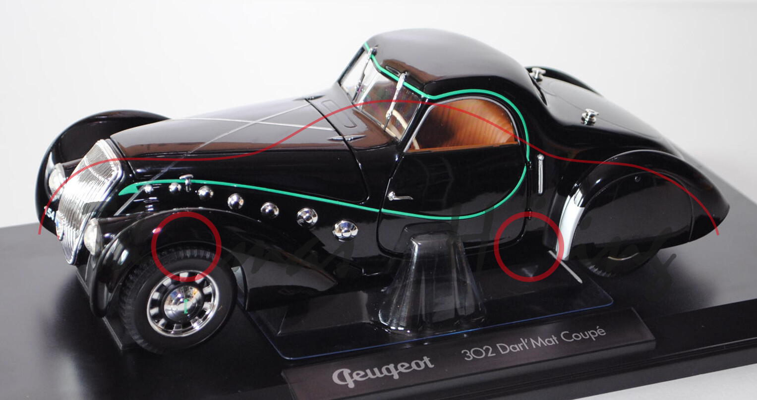 Peugeot 302 Darl\'Mat Coupé 1937, schwarz, 1:18, Norev, mb