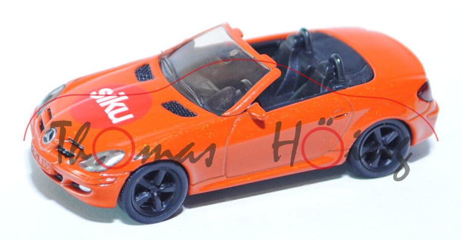 99900 EU Mercedes-Benz SLK 350 (R 171, Mod. 04-08), energy orange, siku, 1:55, Werbebox mit Aufkleber