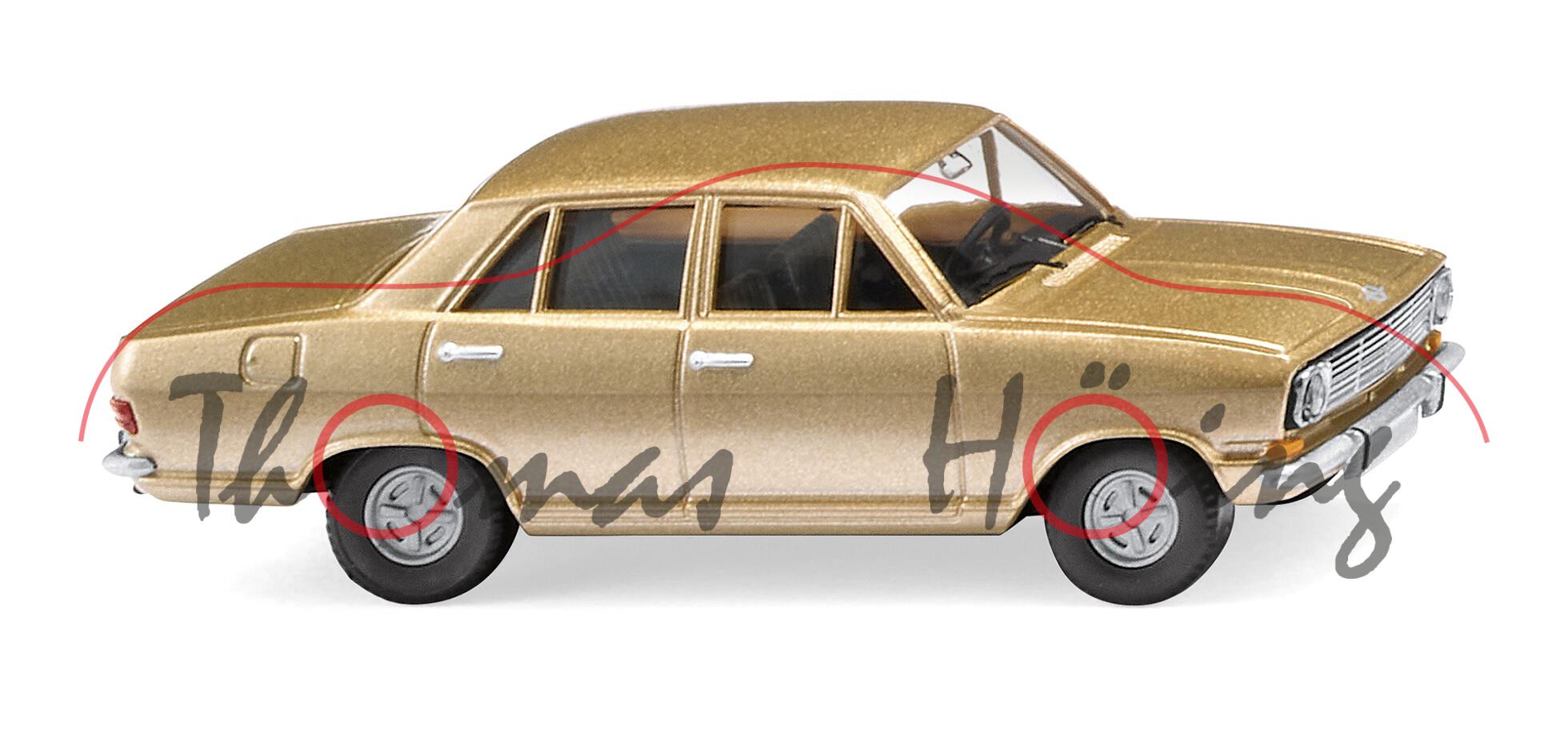 Opel Kadett B (2. Generation, Mod. 1970-1972), gold-metallic (saharagold metallic), Wiking, 1:87, mb