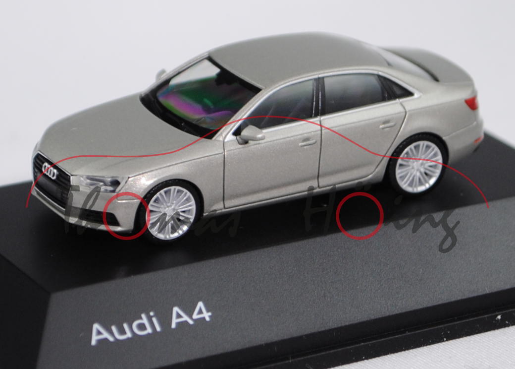 Audi A4 (B9), Modell 2015-, cuvéesilber, Herpa, 1:87, Werbeschachtel