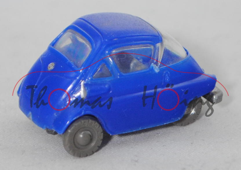 00000 BMW Isetta 250 (Mod. 1955-1956), blau, Stoßstangenecken weg, Dachholme hinten gebrochen