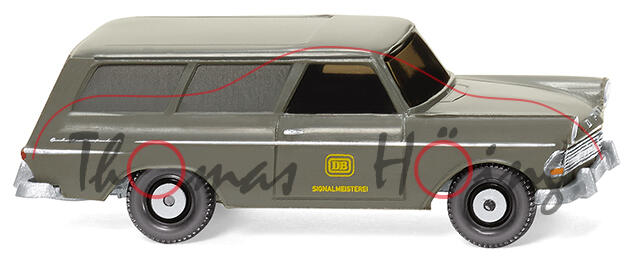 Opel Olympia Rekord P2 1700 Caravan (Mod. 60-63) DB, grau, DB / SIGNALMEISTEREI, Wiking, 1:87, mb