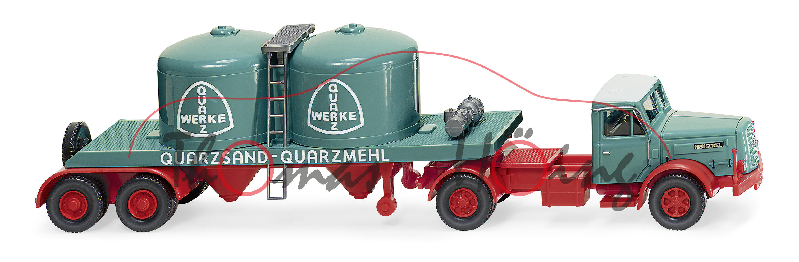 HENSCHEL HS 140 S (Mod. 55-61) Chemikalienanhängerzug, türkisblau, QUARZ WERKE, Wiking, 1:87, mb