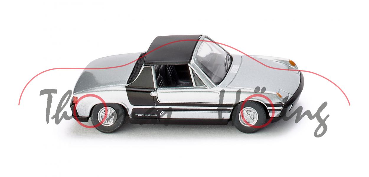 VW-Porsche 914/4 (Modell 1969-1976, Baujahr 1969), silber, Fuchs-Felgen silber, Wiking, 1:87, mb