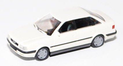 Audi 80 2.0 (Baureihe B4, Typ 8C, Modell 91-94), cremeweiß (vgl. alpinweiß), Rietze, 1:87, Werbebox