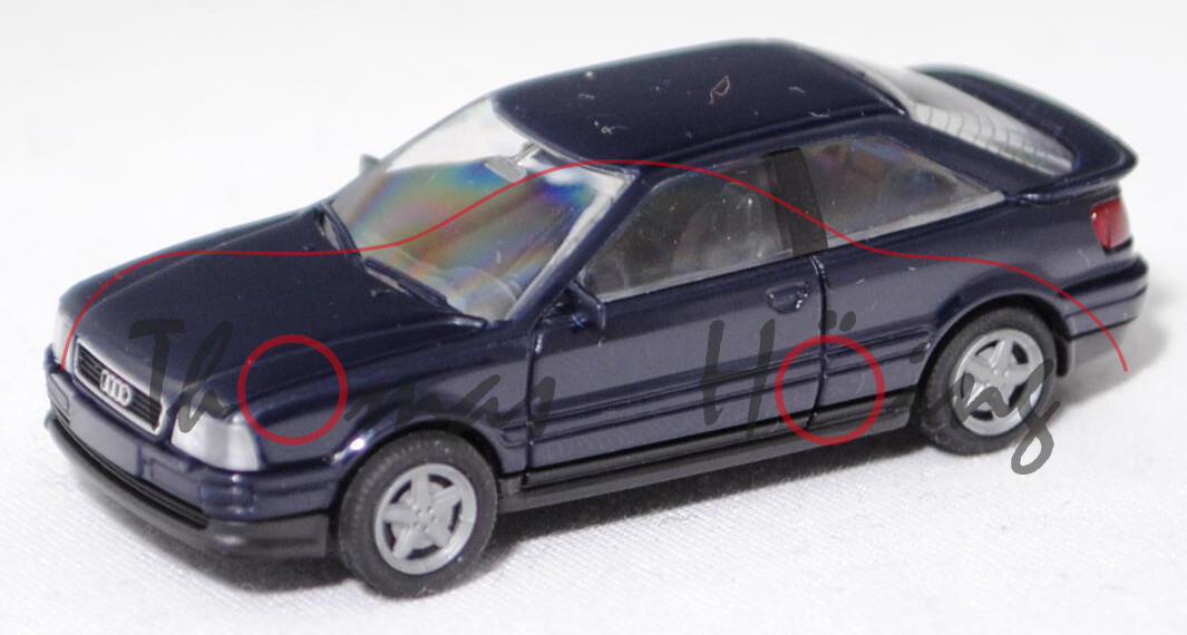 Audi Coupé S2 (B3 Facelift, Typ 89, Mod. 90-95), schwarzblau (brillantblau), Rietze, 1:87, Werbebox