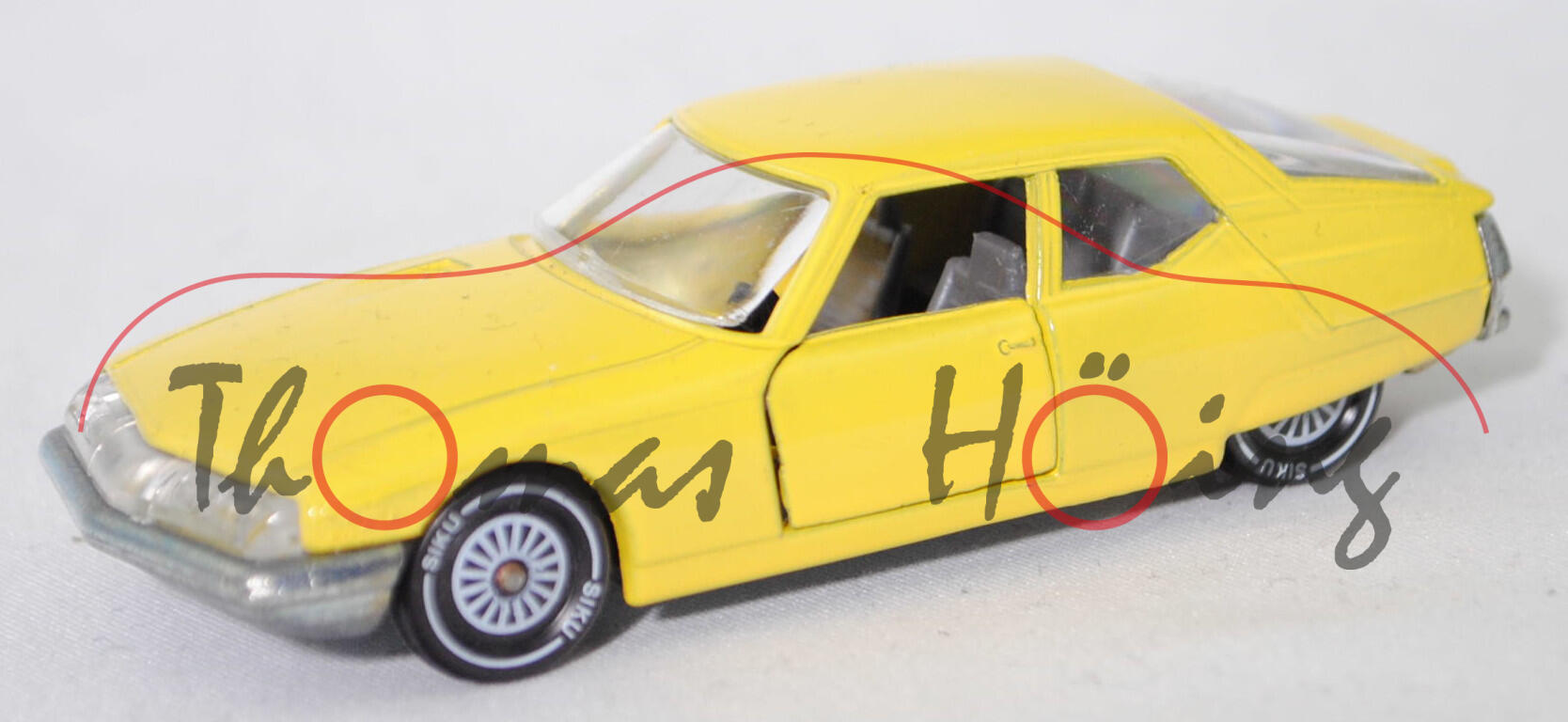 06407 HU Citroen SM 2.7 (1. Generation, Baureihe SM, SB, Modell 1970-1972), zinkgelb, innen verkehrsgrau, Chassis chrom, SIKU Ungarn / Metchy, 1:61, m (Limited Edition)