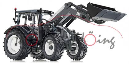 Valtra N123 Traktor mit Frontlader, graumetallic/schwarz, 1:32, Wiking, mb