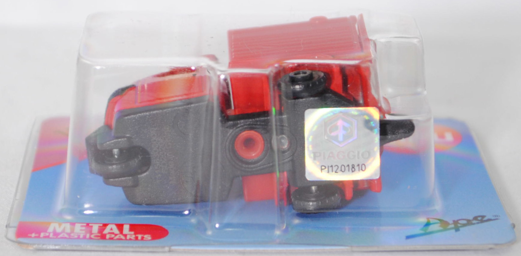 00000 Ape 50 2T E4 Kasten (Typ E4, Modellcode E33L000A40, Modell 2019-), verkehrsrot (red sprint), Chassis mit zusätzlicher kleiner Niete vor der Hinterachse, SIKU SUPER, 1:43, P29e
