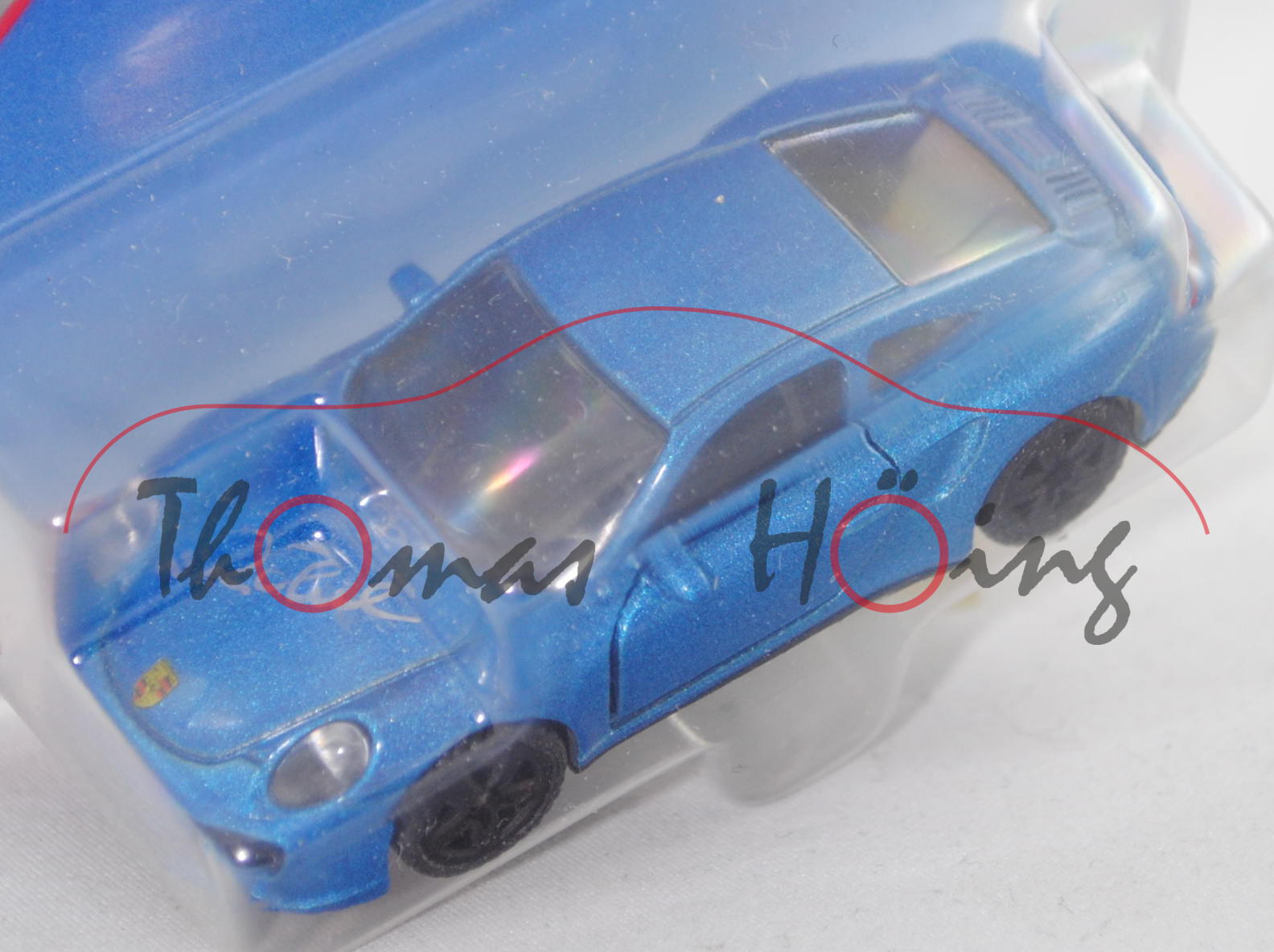 00000 2x Porsche 911 Turbo S (Typ 991.2, Mod. 2015-), blau, Autogramm Röhrl in schwarz+silber, P29e