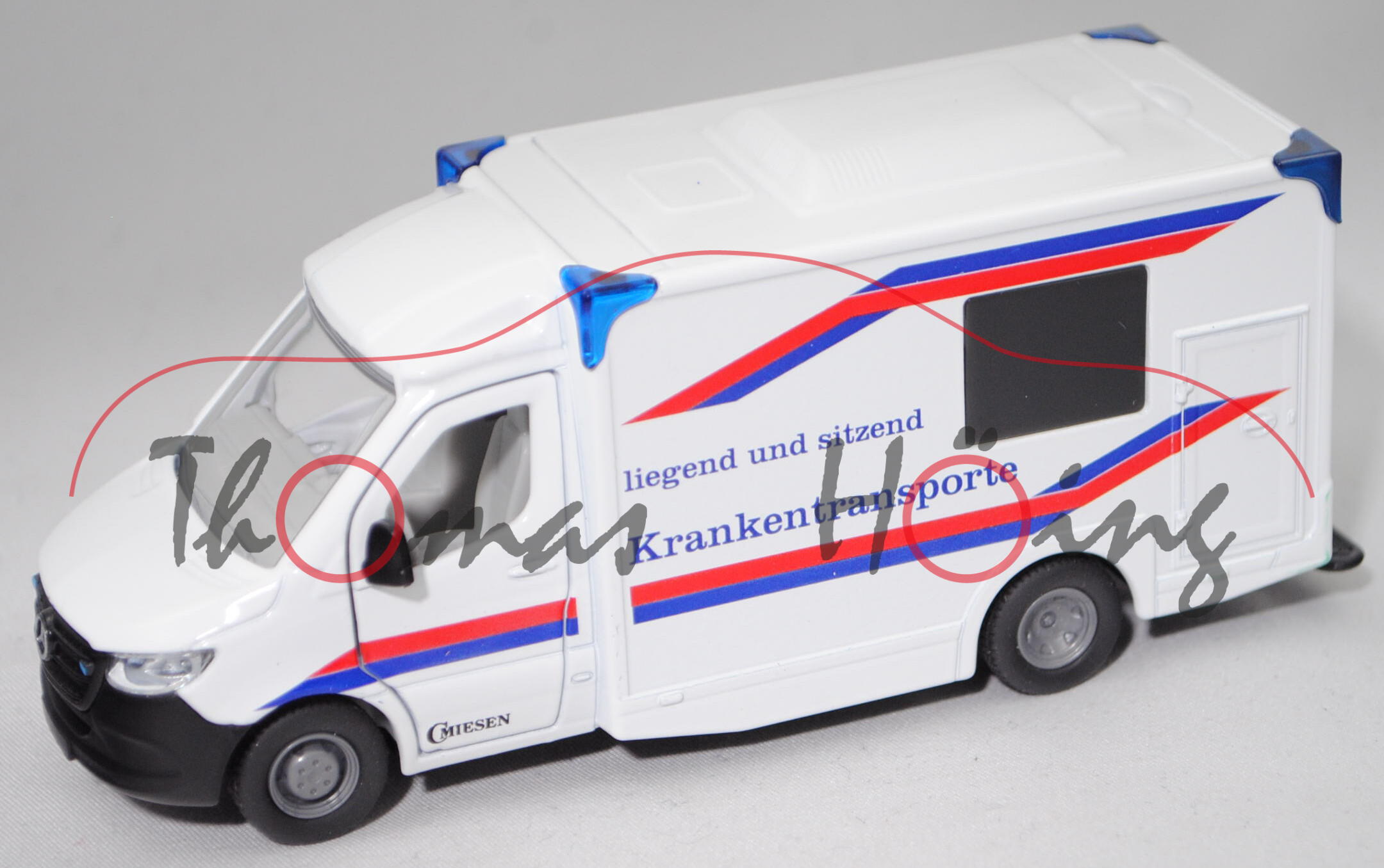 00401 Krankentransporte MIESEN Rettungswagen, weiß, Krankentransporte, SIKU, L17mpK (Limited)