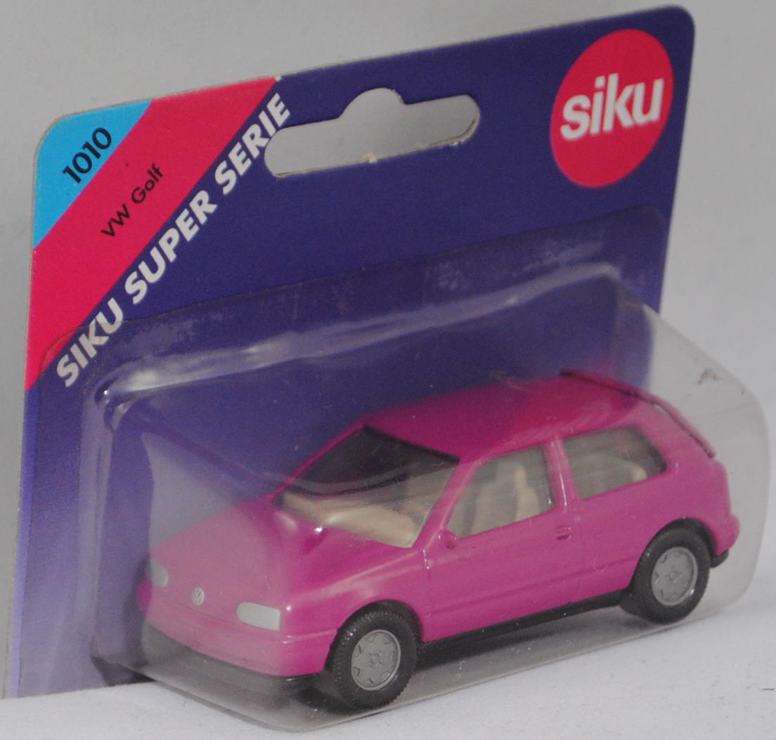 00003 VW Golf III 1.8 GL (Typ 1H, Vorfacelift, Modell 1991-1994), dunkel-verkehrspurpur, innen grau, Lenkrad grau, Chassis schwarz, Hong, Bpr. 1010 / 0842, SIKU SUPER, 1:56, P25