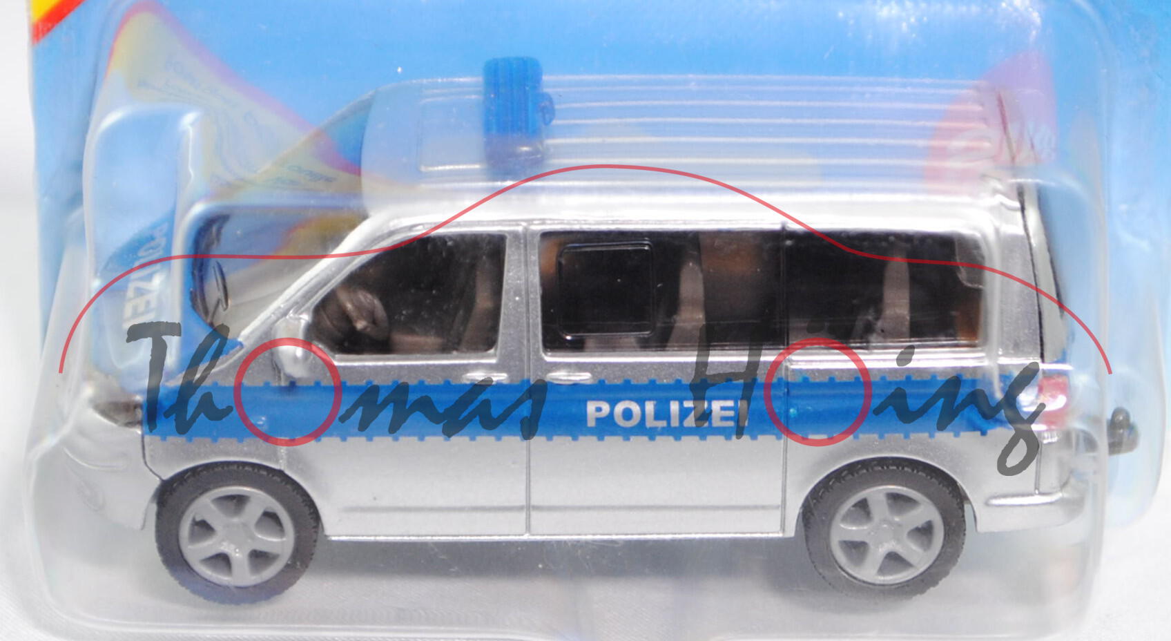 00001 VW T5 Multivan (Modell 2003-2009) Polizei-Mannschaftswagen, weißaluminiummetallic/capriblau, i