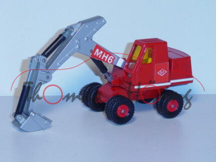 Hydraulic Excavator, verkehrsrot, Aufkleber O&K und MH6 auf dem Bagger, Matchbox King Size, mb