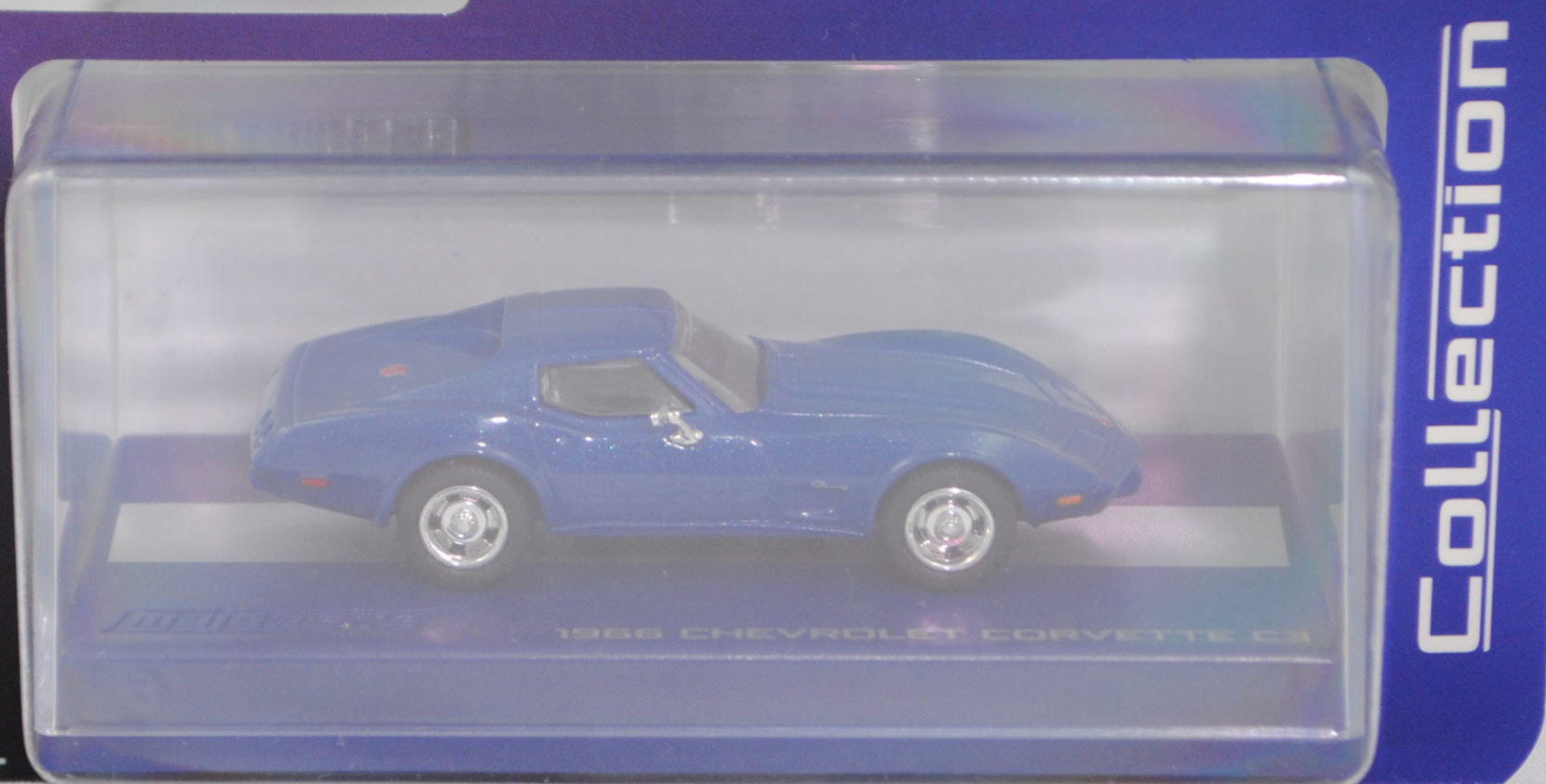 Chevrolet Corvette Stingray Coupé (3. Generation, C3, Änderungen 1975 zum Modelljahr 1976, Modell 1975-1976), hell-kobaltblaumetallic, majorette, 1:64, PC-Box im Blister (Collection)