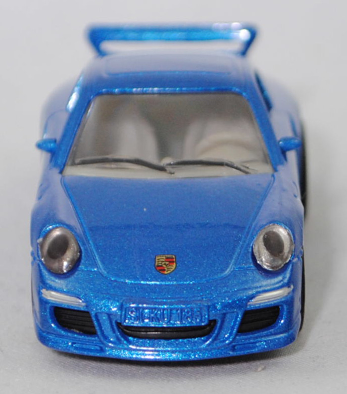 00005 Porsche 911 Carrera S (Typ 997.1 Coupé / 997 MK1 Coupé, Vorfacelift, Modell 2004-2008), verkehrsblaumetallic, B22a / B22b geschlossen silbergrau, SIKU SUPER, 1:55, m