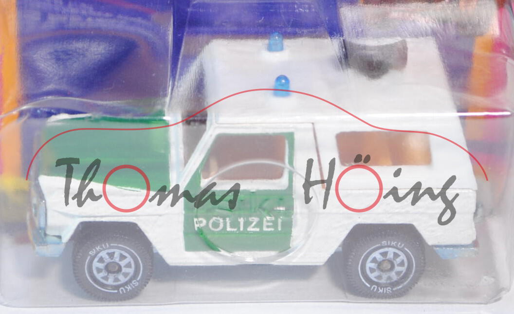 Mercedes-Benz 280 GE (Typ W 460, Modell 1980-1990) Polizei-Geländewagen, reinweiß/minzgrün, innen da