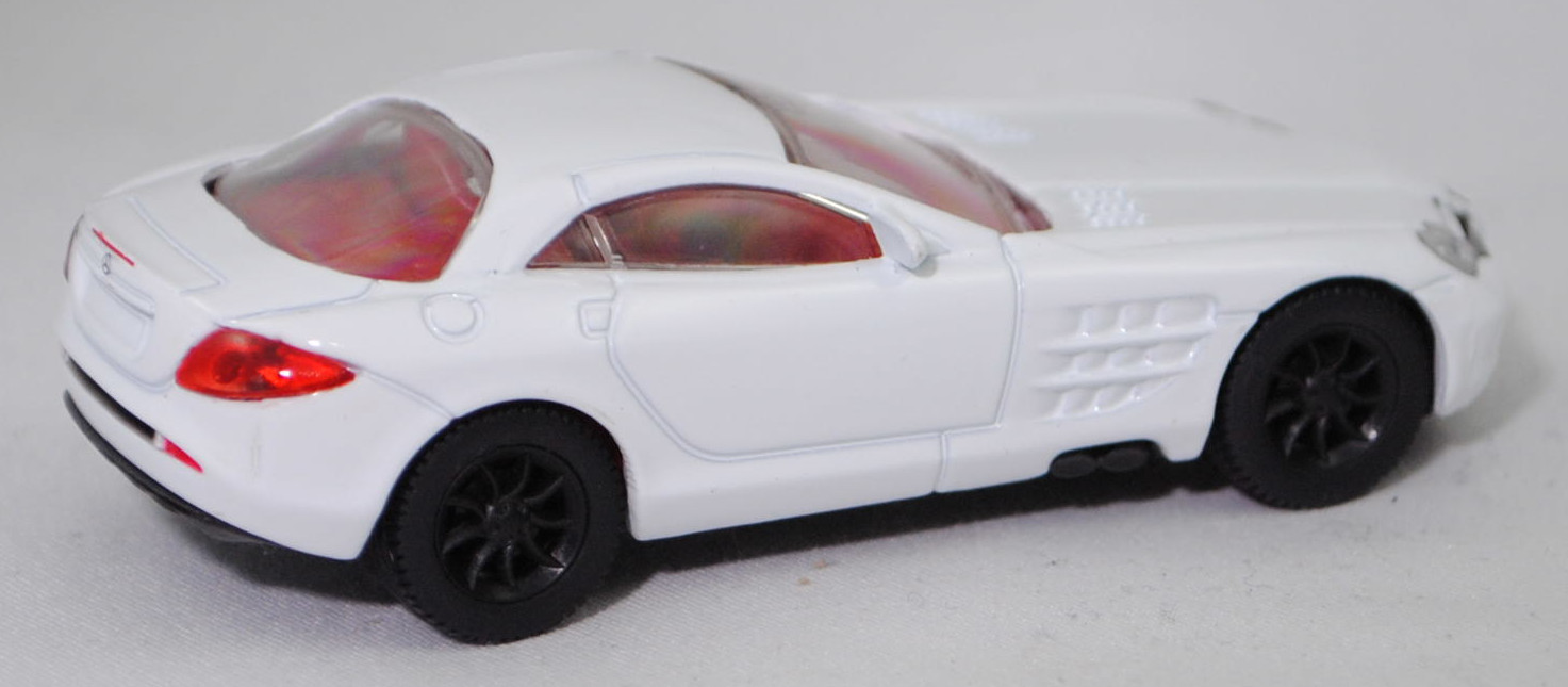 00003 Mercedes-Benz SLR McLaren (1. Generation, C 199, Modell 2004-2008), reinweiß, Bpr. 1004, B25a / B25b schwarz, SIKU SUPER, 1:55, m